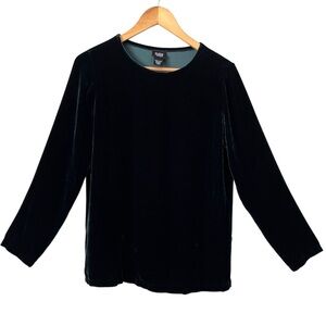 Eileen Fisher silk blend velvet tunic top S P